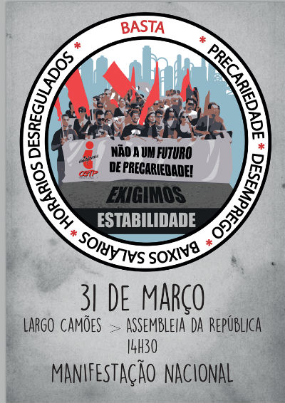 MANIFESTAÇÃO NACIONAL DA JUVENTUDE TRABALHADORA - 31 DE MARÇO - 14H30 NO LARGO CAMÕES