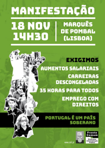 MANIFESTAÇÃO - 18 DE NOVEMBRO ÀS 14H30 - MARQUÊS DE POMBAL!